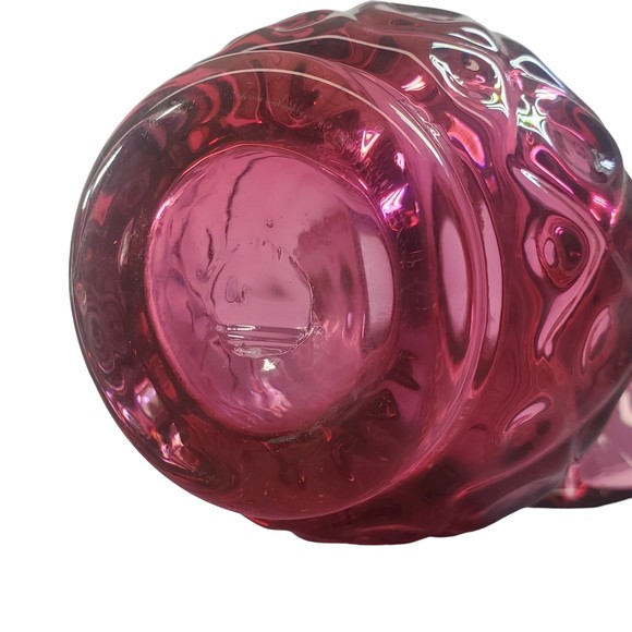Antique Victorian Cranberry Jack in the Pulpit Vase Hand Blown Diamond Pattern - Picture 9 of 9